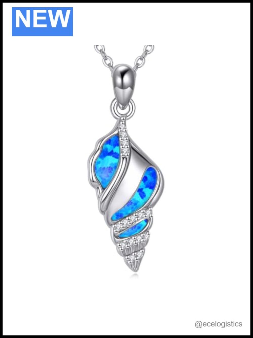925 Sterling Silver Opal Seashell Pendant Necklace Adjustable Beach Jewelry Gift
